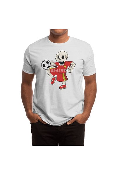 Fizello Men's and Women's Unisex White Skeleton Football T-Shirt