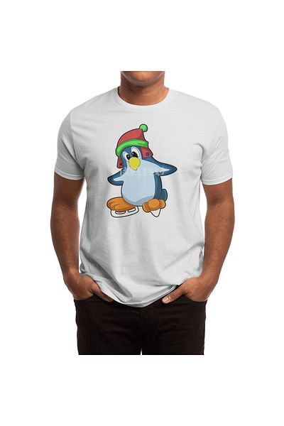 Fizello Penguin Ice Skating - T-Shirt για άνδρες και γυναίκες, Unisex Λευκό T-shirt