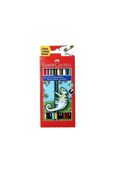 Faber Castell Faber-Castell Bicolor Çift Taraflı Boya Kalemi 12'li 24 Renk