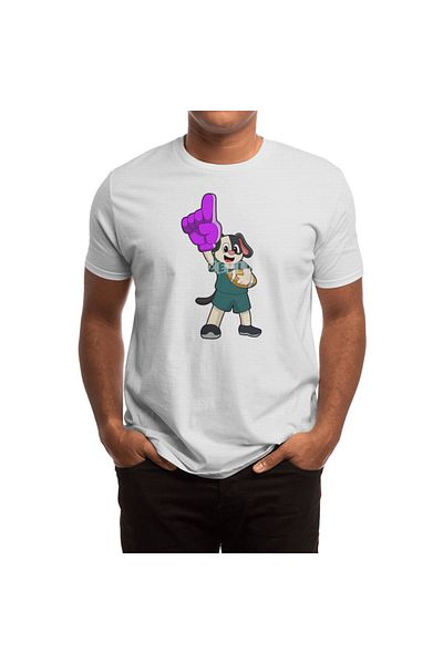 Fizello Men's and Women's Unisex White T-Shirt - Dog at Football Sports