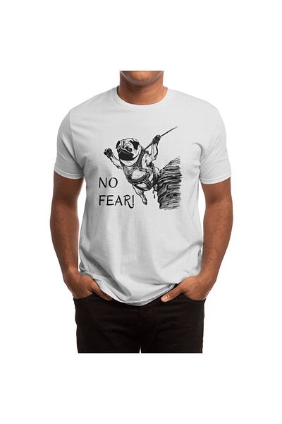 Fizello Λευκό μπλουζάκι Unisex No Fear Pug Rock Climber