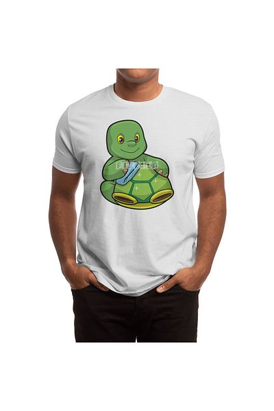 Fizello Ανδρικό και γυναικείο λευκό μπλουζάκι - Turtle With Shell & Cleaning Rag Design