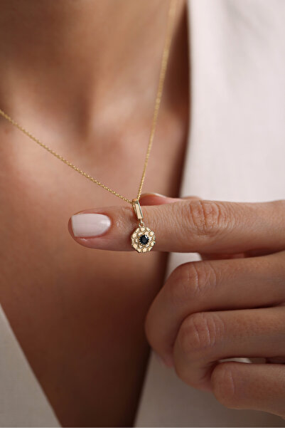 Gianfranco 14 Ayar Altın Siyah Taşlı Octo Kilitli Charm Kolye Ucu