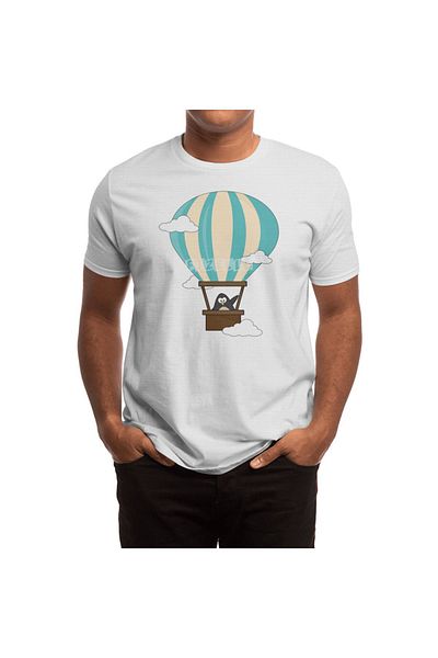 Fizello Pingüin Hot Air Balloon and Sky Unisex White T-Shirt