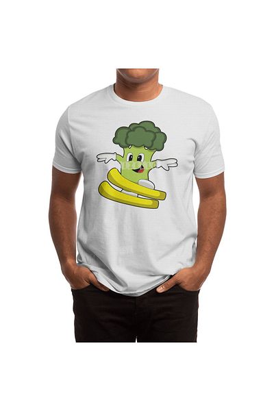 Fizello Μπλουζάκι Broccoli Skier With Ski Ανδρικό/Γυναικείο T-shirt Unisex Λευκό T-shirt