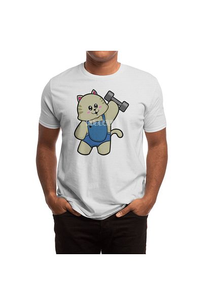 Fizello Μπλουζάκι Cat Fitness Dumbbell - Ανδρικό, Γυναικείο, Unisex Λευκό