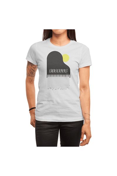 Fizello Tricou alb unisex pentru bărbați și femei - Piano & Rain
