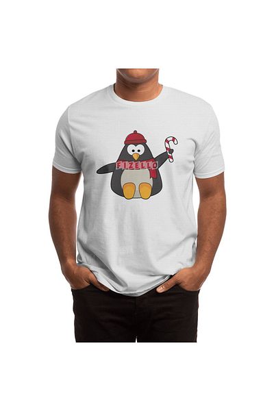 Fizello Tricou alb unisex cu model pălărie și eșarfă de pingvin