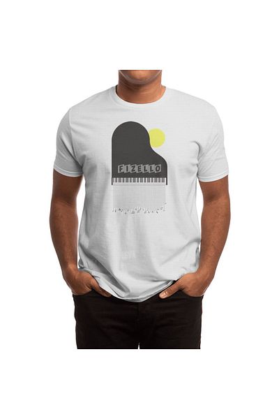 Fizello Tricou alb unisex pentru bărbați și femei - Piano & Rain