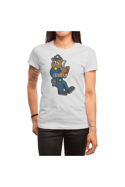 Fizello Tricou alb pentru bărbați și femei - Bear As Police Officer With Gun Tricou unisex