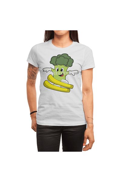 Fizello Μπλουζάκι Broccoli Skier With Ski Ανδρικό/Γυναικείο T-shirt Unisex Λευκό T-shirt