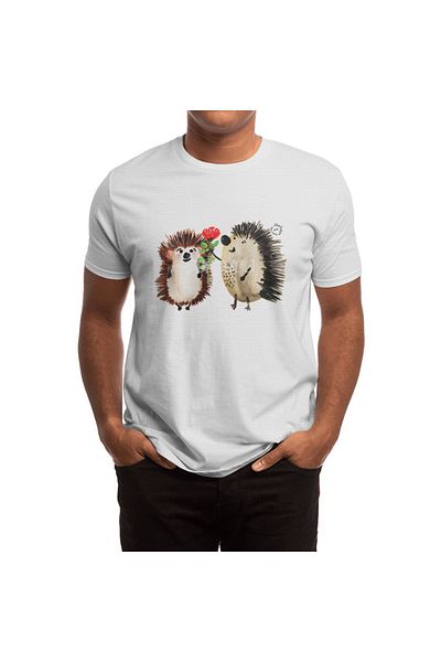 Fizello Tricou alb unisex pentru bărbați și femei - Lovely Hedgehogs Design