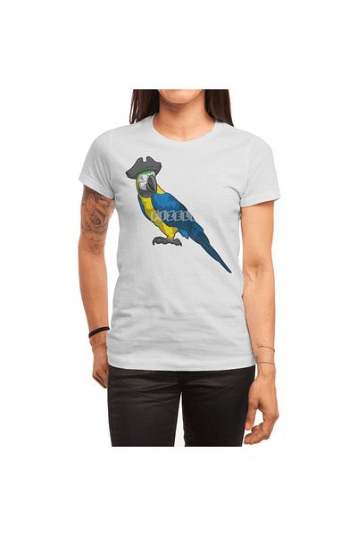 Fizello Tricou alb pentru bărbați și femei - Parrot As Pirate With Hat Design