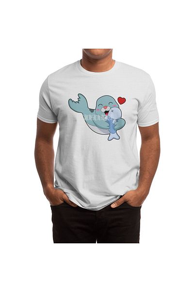 Fizello Tricou alb pentru bărbați și femei - Sigiliu cu pește Design unisex