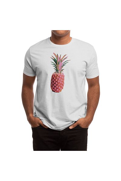 Fizello Λευκό μπλουζάκι Lonely Pink Pineapple Unisex για άνδρες και γυναίκες