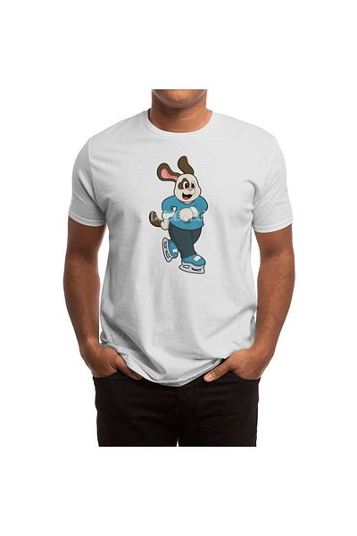 Fizello Λευκό μπλουζάκι Unisex - Dog at Ice Skating, για άνδρες και γυναίκες