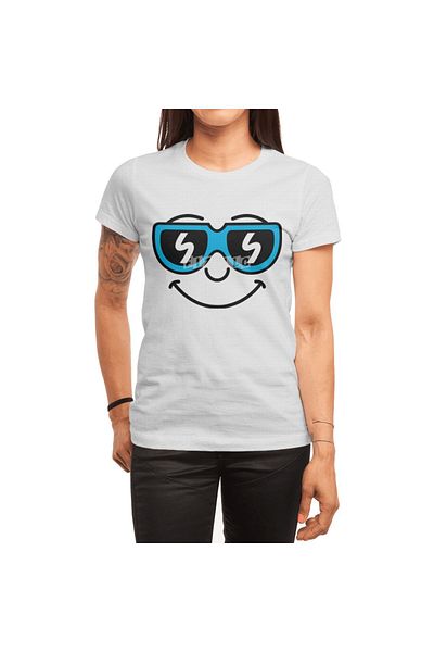 Fizello Tricou alb unisex pentru bărbați și femei - Cool Smiley (FACE) Design