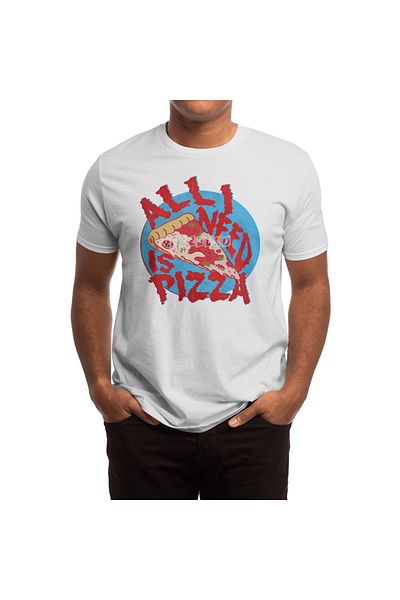 Fizello Tricou pentru bărbați și femei - All I Need Is Pizza Print, Tricou alb unisex