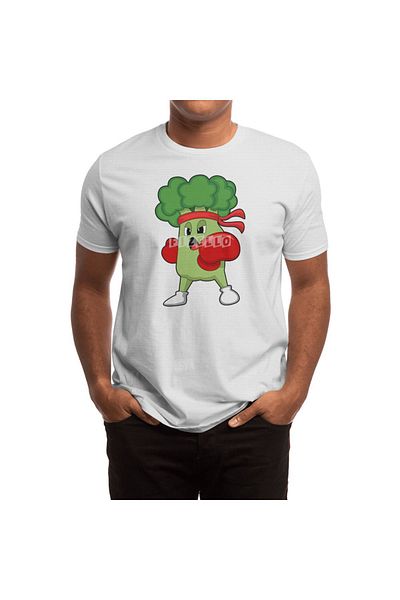Fizello Broccoli Boxing - Tricou alb unisex, Design mănuși de box