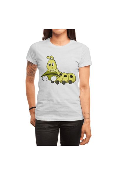 Fizello Bílé tričko pro muže a ženy - Caterpillar With Leaf Unisex Design