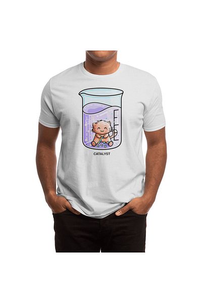 Fizello Λευκό μπλουζάκι Unisex Catalyst - Ανδρικά και γυναικεία Pun Punumlu Chemistry Cat Design
