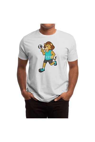 Fizello Ανδρικό και γυναικείο Unisex Λευκό T-Shirt - Lion At Handball Player Model