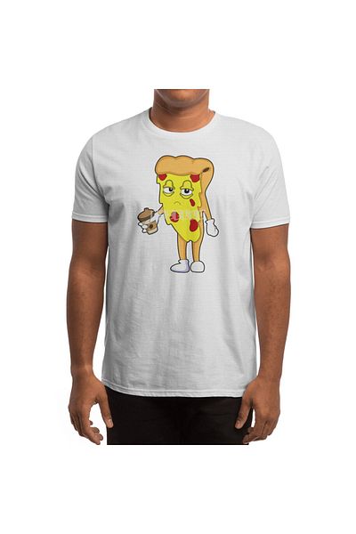 Fizello Pizza Salami Cheese Coffee Color Men's and Women's T-Shirt - Unisex White T-Shirt