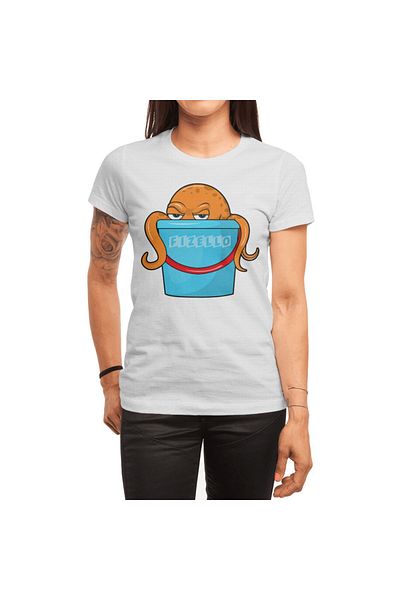 Fizello Tricou alb unisex - Octopus With Bucket Design