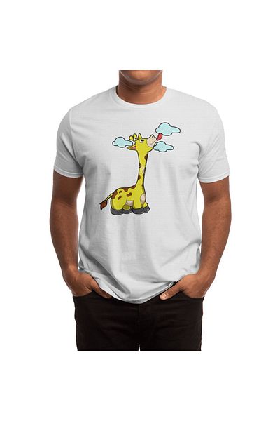 Fizello Λευκό μπλουζάκι Unisex - Giraffe with Clouds Design
