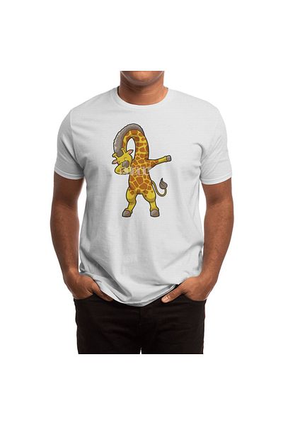 Fizello Tricou alb unisex - Girafe At Hip Hop Dance Dab Pattern