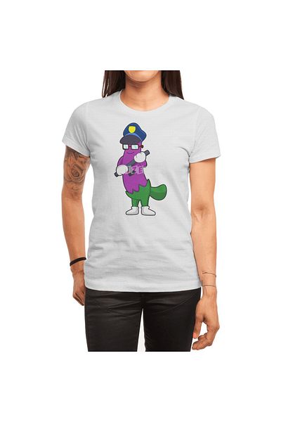 Fizello Tricou pentru bărbați și femei - Eggplant As Police Officer with Baton Tricou alb unisex