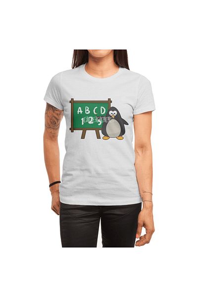 Fizello Pinggin - Tricou pentru bărbați și femei, tricou alb unisex, model pinguin, design pat negru