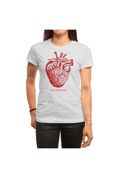 Fizello Unisex Λευκό T-shirt για άνδρες και γυναίκες - Strawberry Heart Red