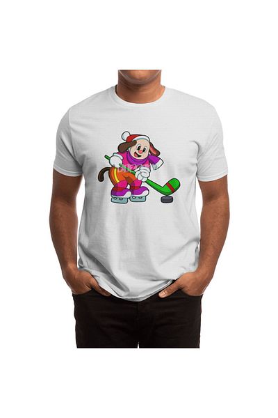 Fizello Unisex Λευκό T-shirt - Χόκεϊ επί πάγου για σκύλους, μπλουζάκι για άνδρες και γυναίκες