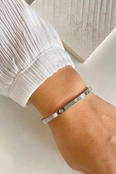 Ressia أصفاد نسائية فضية اللون من الفولاذ