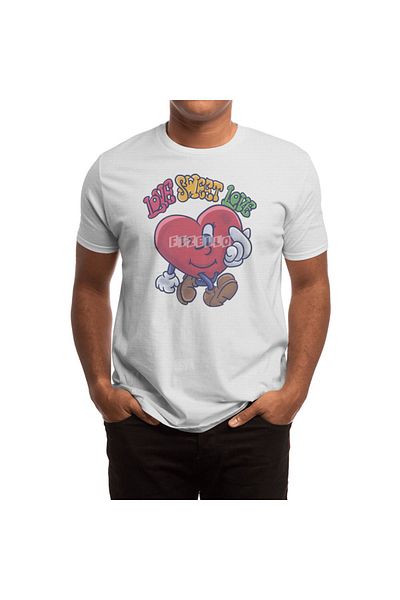 Fizello Tricou alb unisex „Love Sweet Love” pentru bărbați și femei