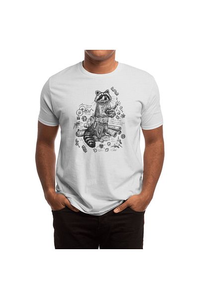Fizello Tricou alb unisex pentru bărbați și femei - Design Engineer Raccoon