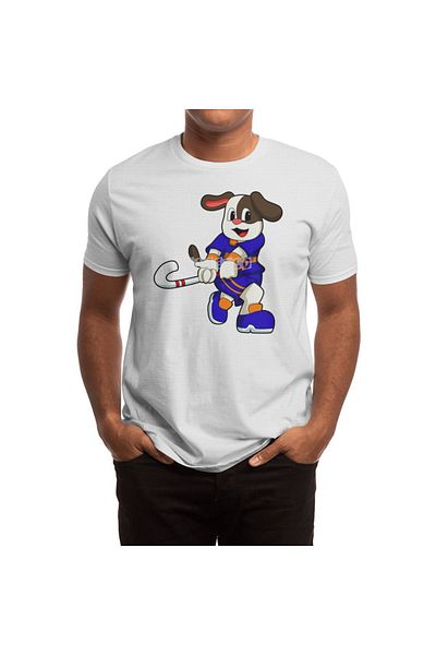 Fizello Men's and Women's Hockey Dog T-Shirt - Unisex White T-Shirt