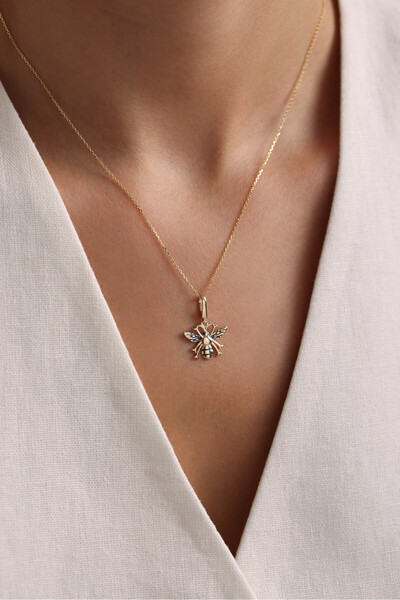 Gianfranco 14 Ayar Altın Bee Arı Kilitli Charm Kolye