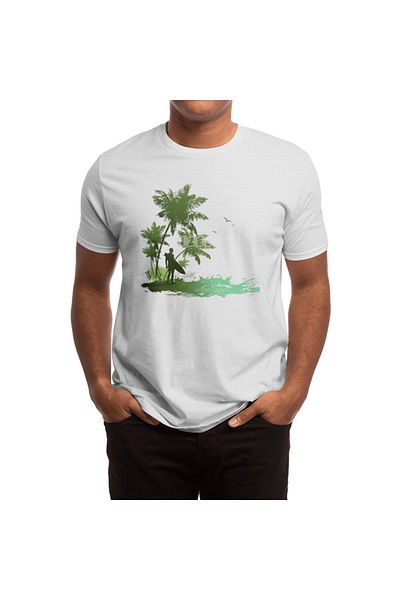 Fizello Λευκό μπλουζάκι για άνδρες και γυναίκες - Unisex Resort Drawing Design