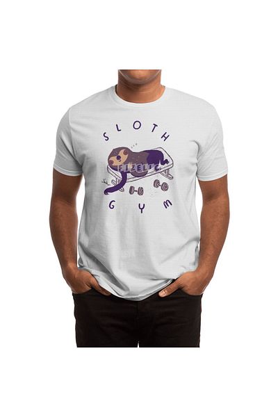 Fizello Tricou alb unisex pentru bărbați și femei - Sloth Gym