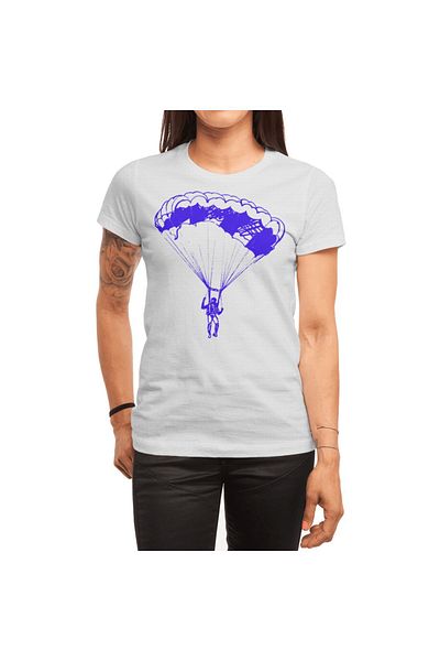 Fizello Tricou alb unisex Skydive pentru bărbați și femei - Freefly, Parachute, Flying Tricou