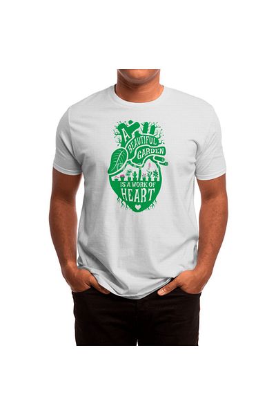 Fizello Λευκό μπλουζάκι Unisex - A Beautiful Garden, Anatomical Plant Lover Heart Design