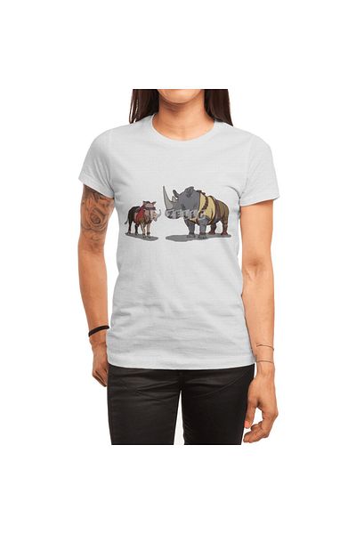 Fizello Μπλουζάκι Unisex Λευκό Warthog και Rhino με στάμπα