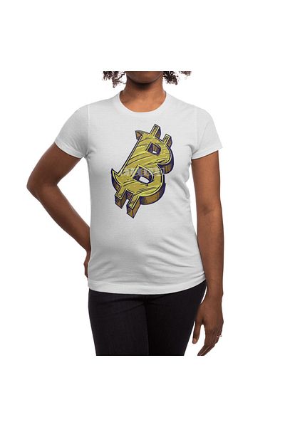 Fizello Tricou alb pentru bărbați și femei cu model ușor de culoare Bitcoin