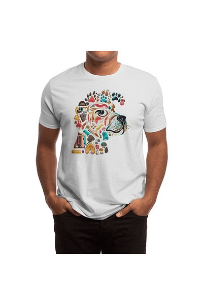 Fizello Μπλουζάκι για άνδρες και γυναίκες - Paw Print Collage, Dog Lover's Delight, Unisex Λευκό T-shirt