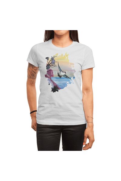 Fizello Ανδρικό και γυναικείο λευκό μπλουζάκι Unisex - A Birds View