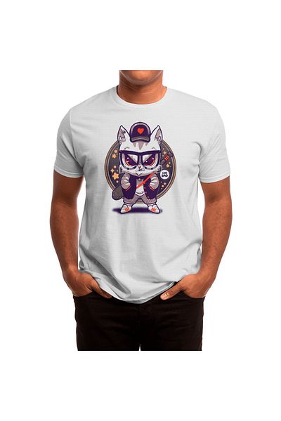 Fizello Tricou alb unisex pentru bărbați și femei - Design Bad Cute Cat