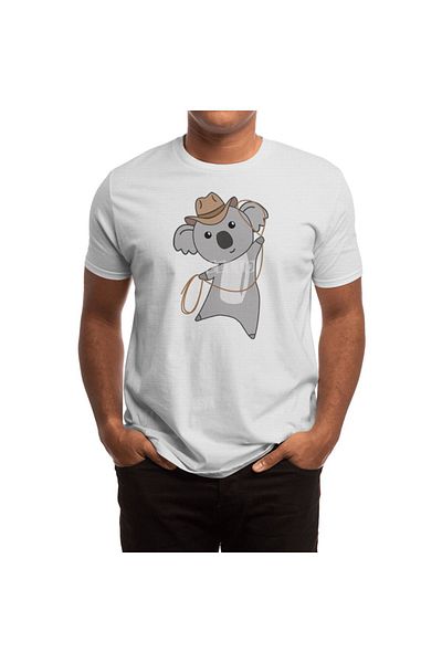Fizello Μπλουζάκι για άνδρες και γυναίκες - Cowboy Koala, Western Australia Print, Unisex Λευκό T-shirt
