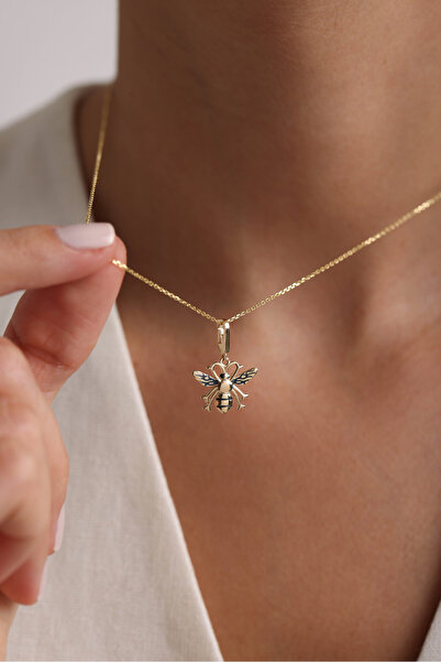 Gianfranco 14 Ayar Altın Bee Arı Kilitli Charm Kolye Ucu